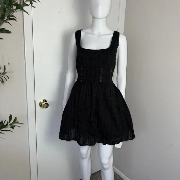 Commense Sleeveless Mini‎ Dress Corset Style Square Neck Party Cocktail Black L - Picture 4 of 15